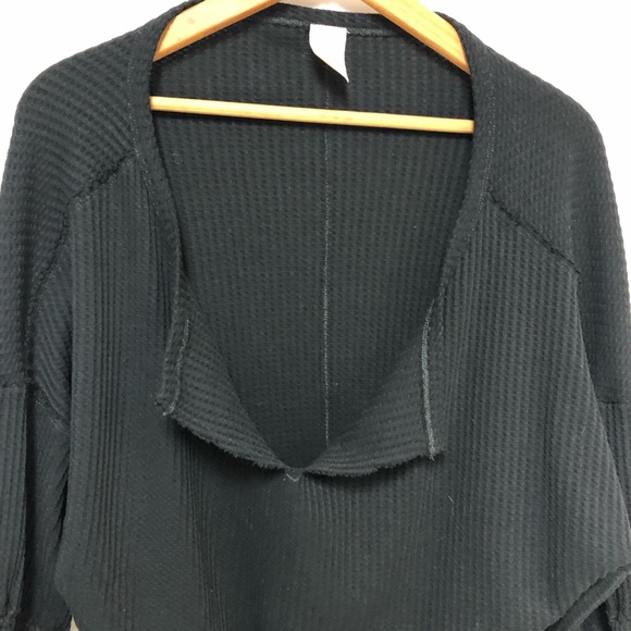 Free People Black Dahlia Thermal Top Sz L - Picture 6 of 11